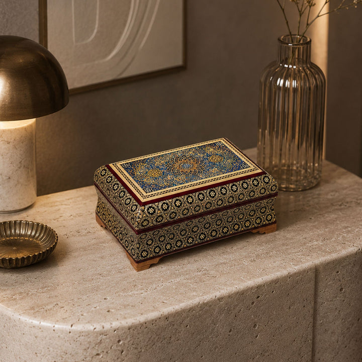 Traditional Motif | Handcrafted Hatem-Inlaid Wooden Box - WAAH125