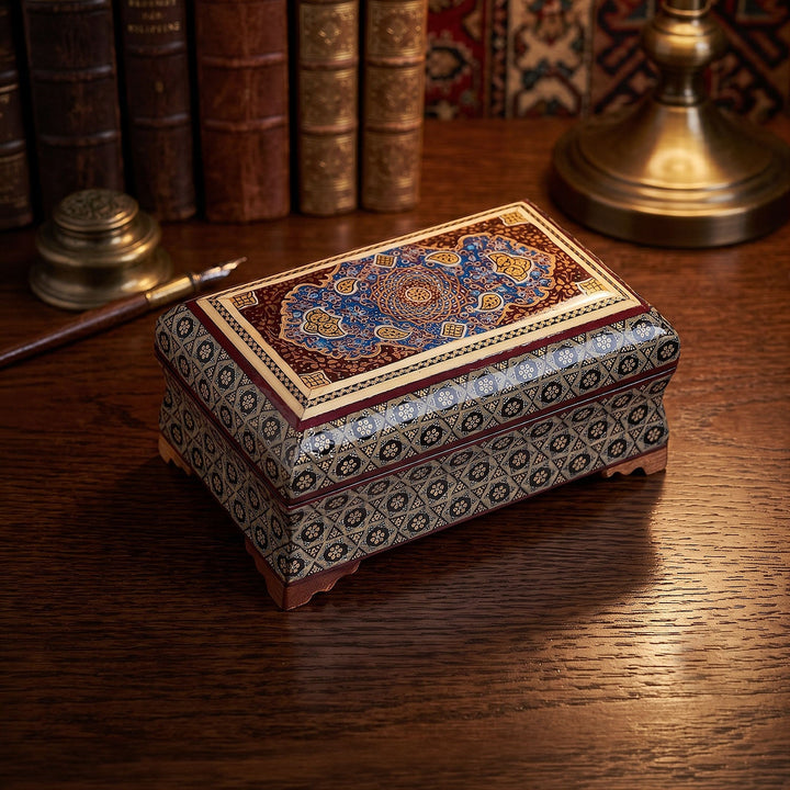 Traditional Motif | Handcrafted Hatem-Inlaid Wooden Box - WAAH126