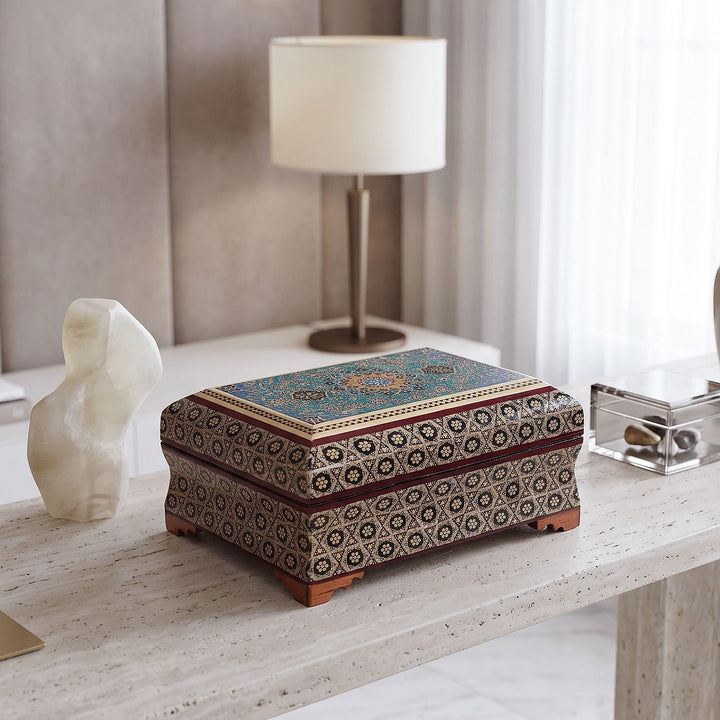 Traditional Motif | Handcrafted Hatem-Inlaid Wooden Box - WAAH127