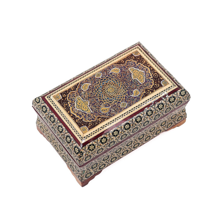 Traditional Motif | Handcrafted Hatem-Inlaid Wooden Box - WAAH129