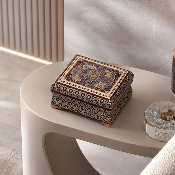Traditional Motif | Handcrafted Hatem-Inlaid Wooden Box - WAAH129