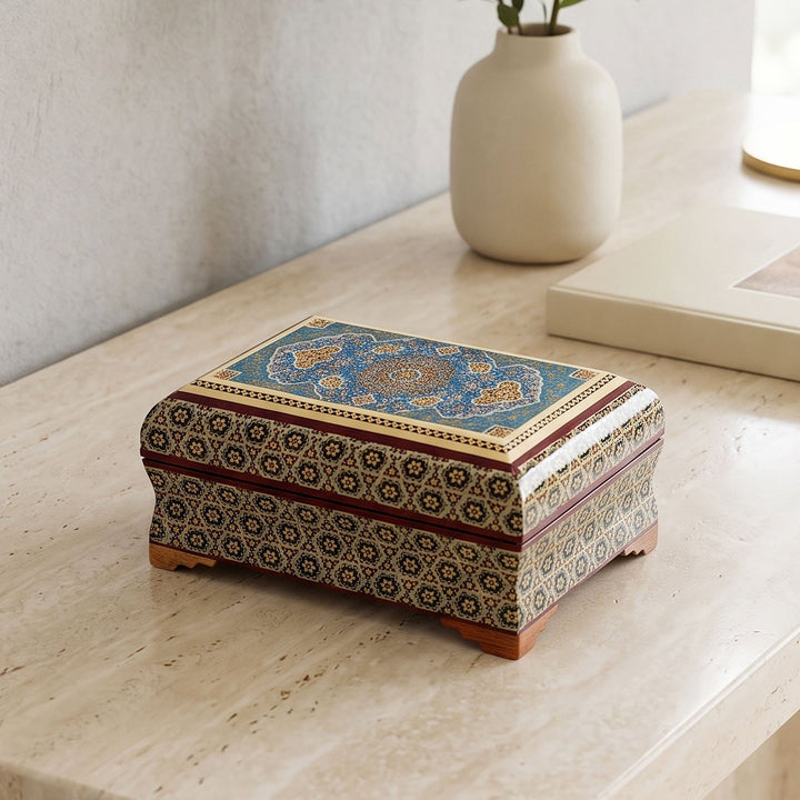 Traditional Motif | Handcrafted Hatem-Inlaid Wooden Box - WAAH130