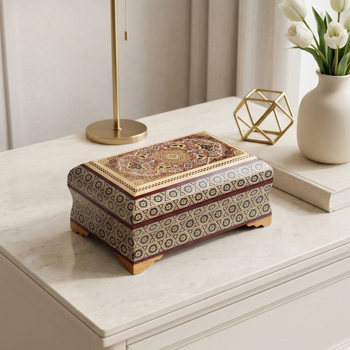Traditional Motif | Handcrafted Hatem-Inlaid Wooden Box - WAAH131
