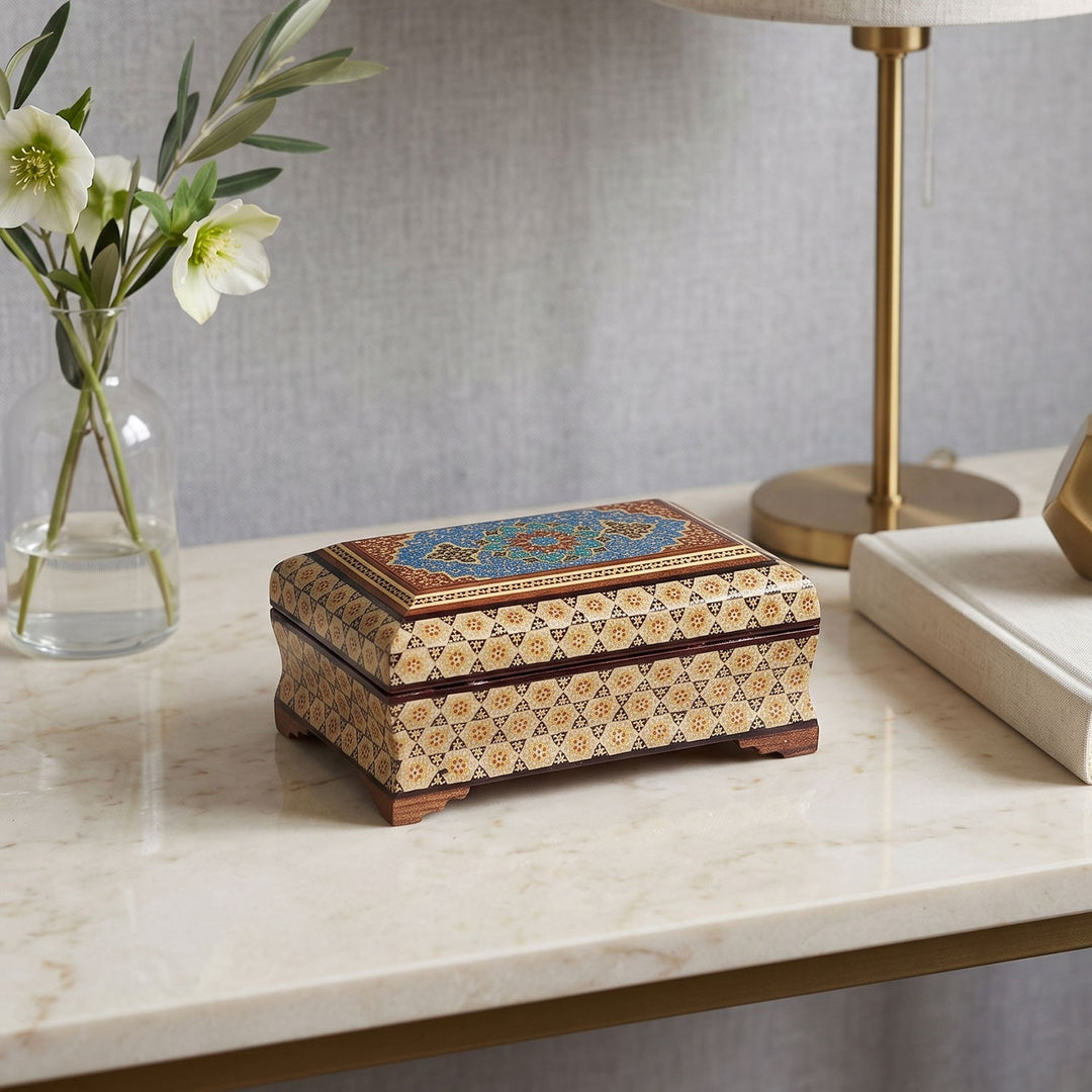 Traditional Motif | Handcrafted Hatem-Inlaid Wooden Box - WAAH132