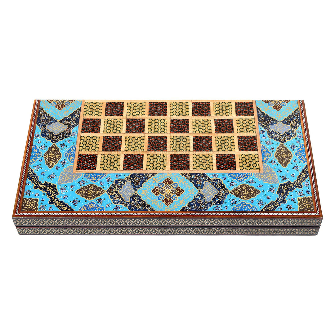 Handcrafted Hatem-Inlaid Wooden Backgammon Set - WAAH135
