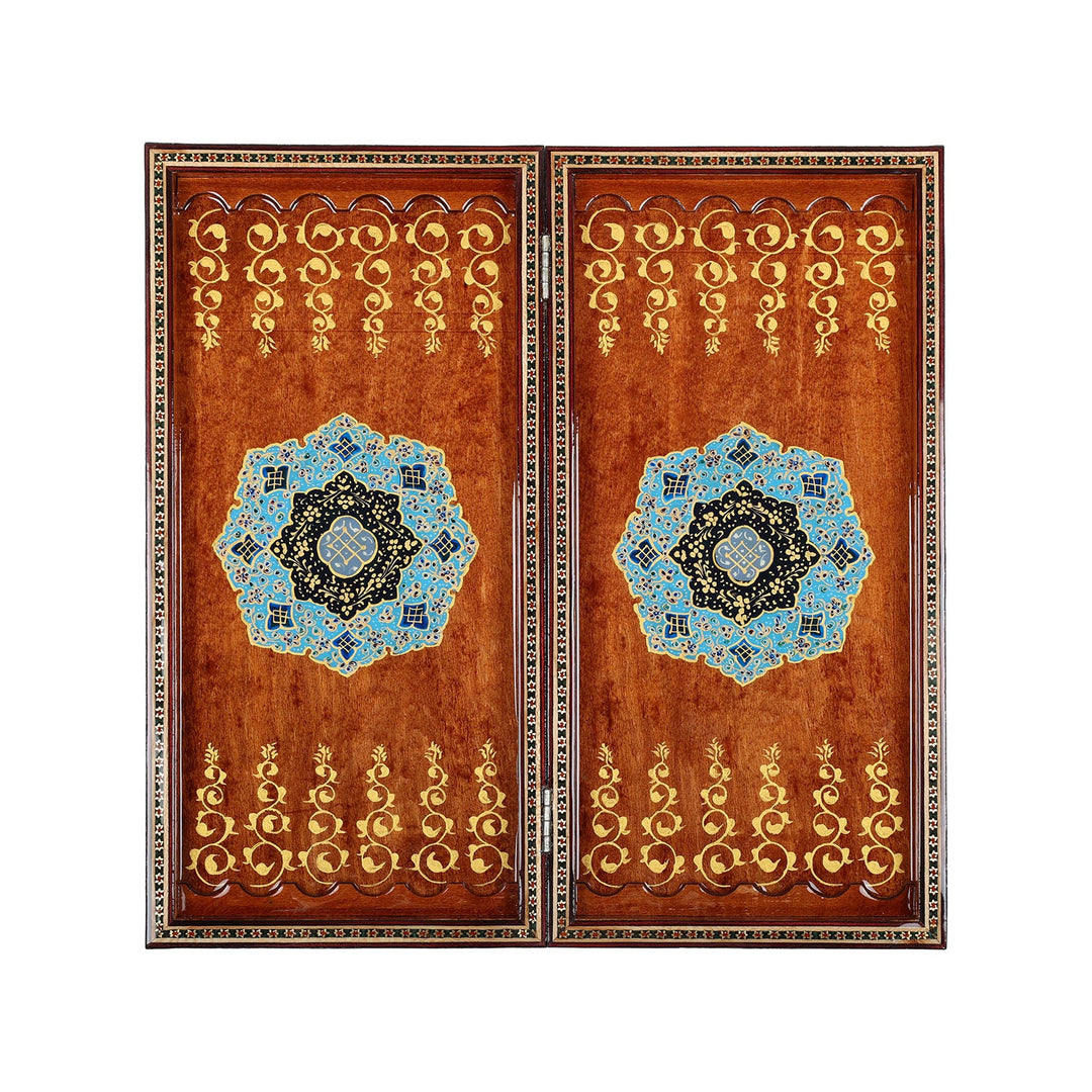 Handcrafted Hatem-Inlaid Wooden Backgammon Set - WAAH135