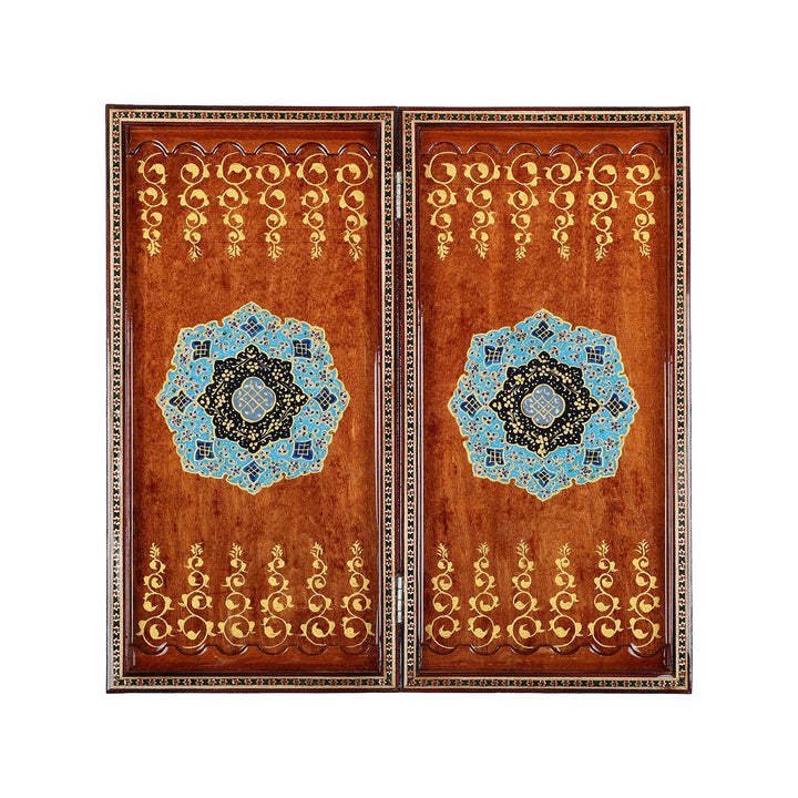 Handcrafted Hatem-Inlaid Wooden Backgammon Set - WAAH135