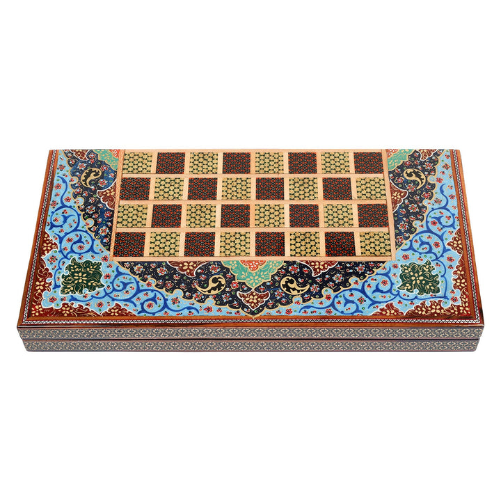 Handcrafted Hatem-Inlaid Wooden Backgammon Set - WAAH136