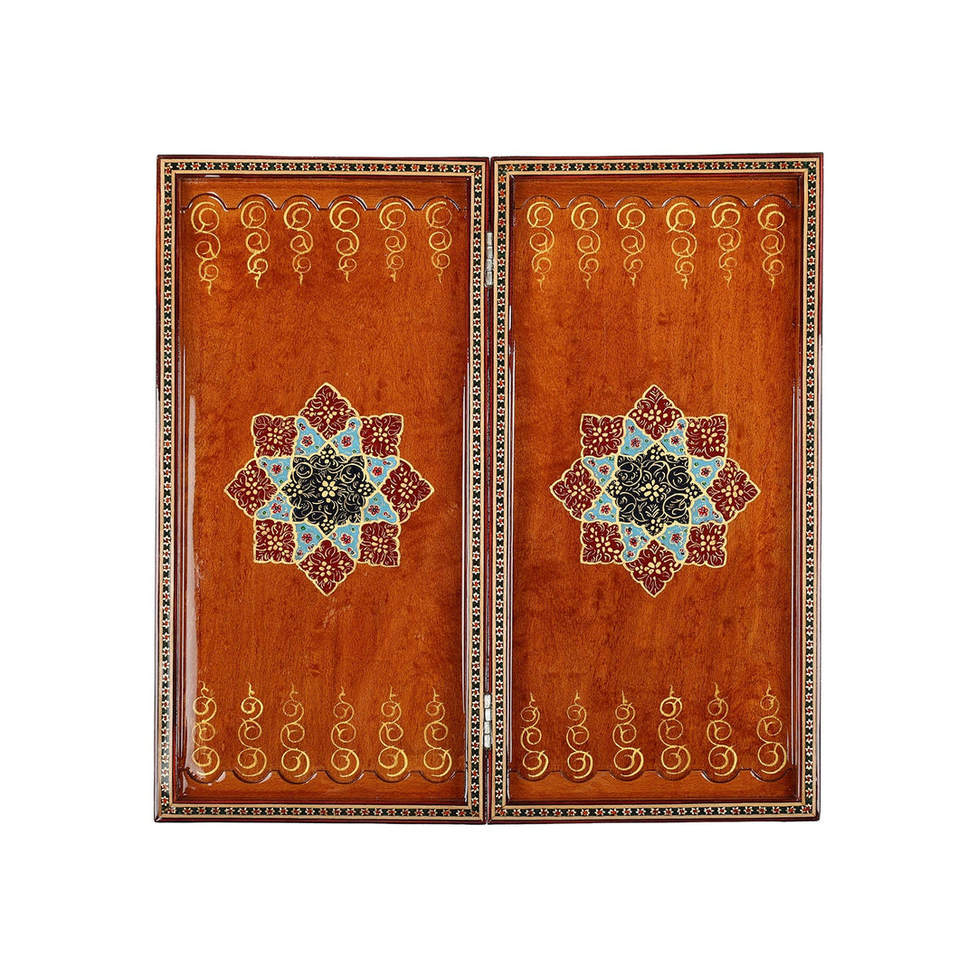 Handcrafted Hatem-Inlaid Wooden Backgammon Set - WAAH136