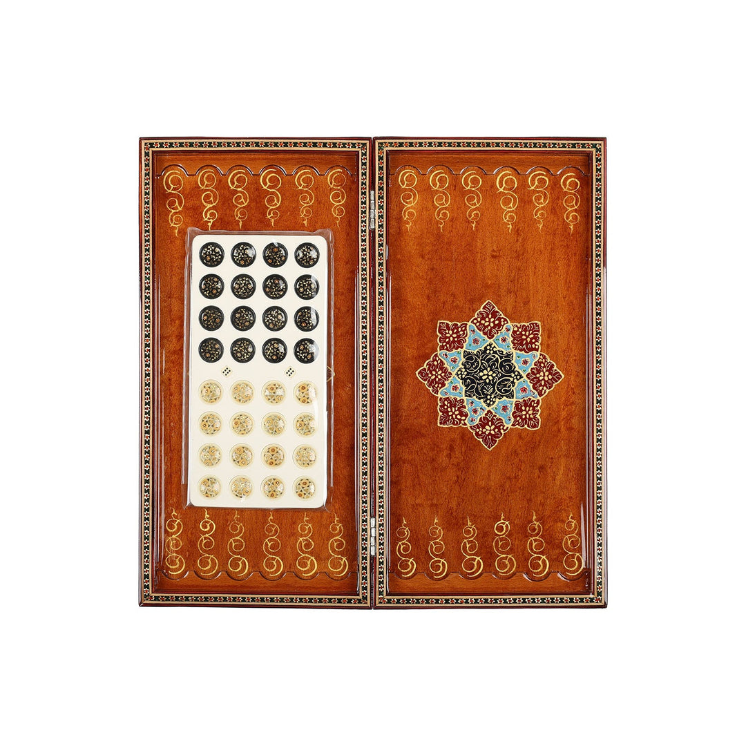 Handcrafted Hatem-Inlaid Wooden Backgammon Set - WAAH136