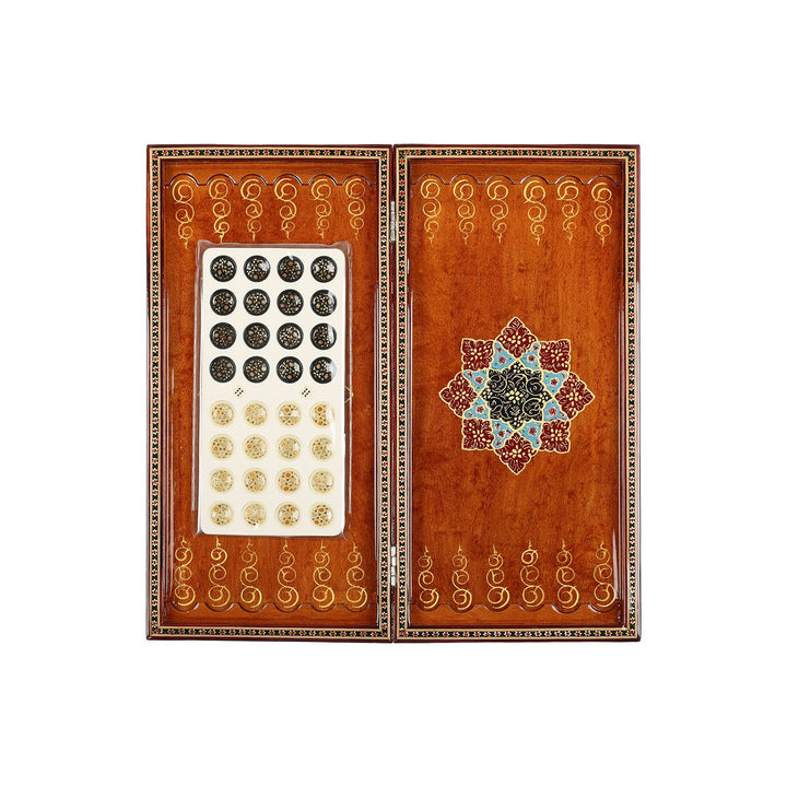 Handcrafted Hatem-Inlaid Wooden Backgammon Set - WAAH136