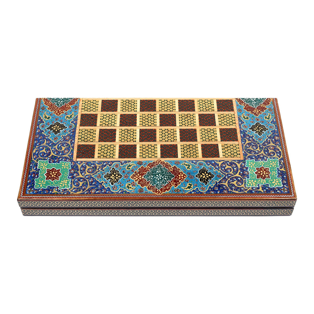 Handcrafted Hatem-Inlaid Wooden Backgammon Set - WAAH137