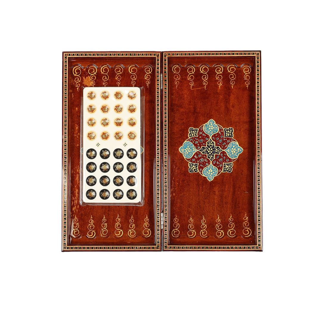 Handcrafted Hatem-Inlaid Wooden Backgammon Set - WAAH137