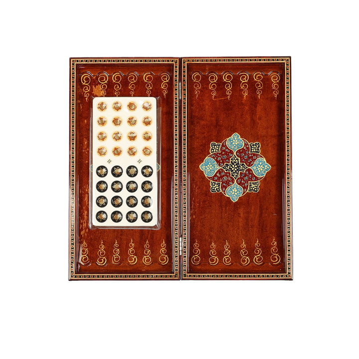 Handcrafted Hatem-Inlaid Wooden Backgammon Set - WAAH137