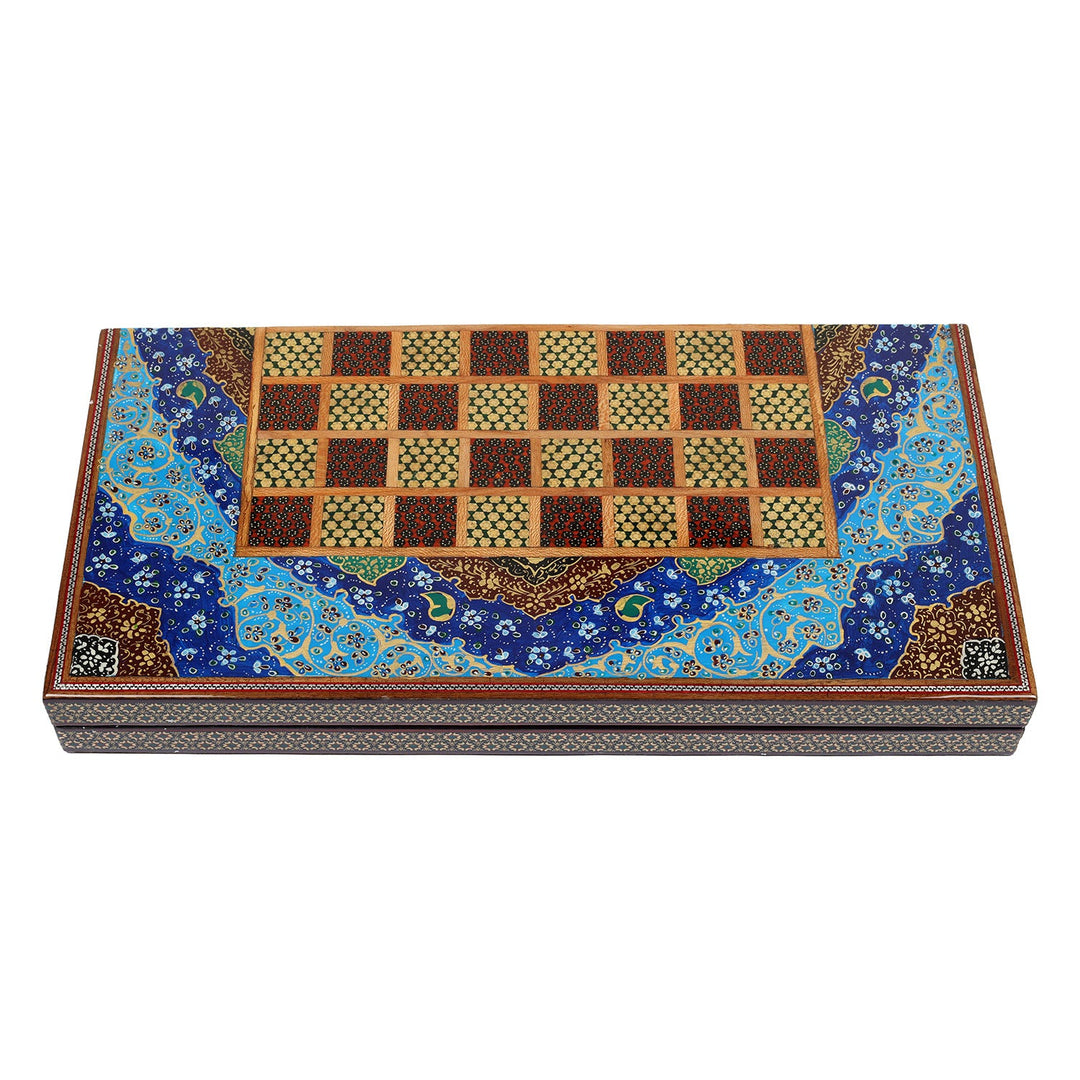 Handcrafted Hatem-Inlaid Wooden Backgammon Set - WAAH138