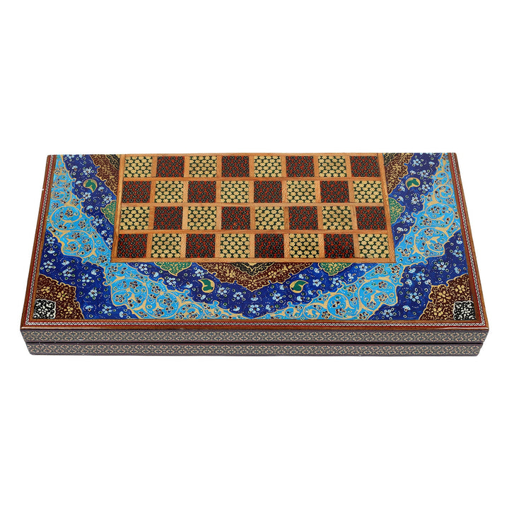 Handcrafted Hatem-Inlaid Wooden Backgammon Set - WAAH138