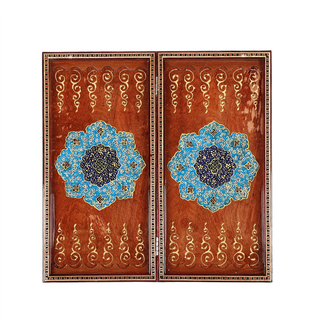 Handcrafted Hatem-Inlaid Wooden Backgammon Set - WAAH138