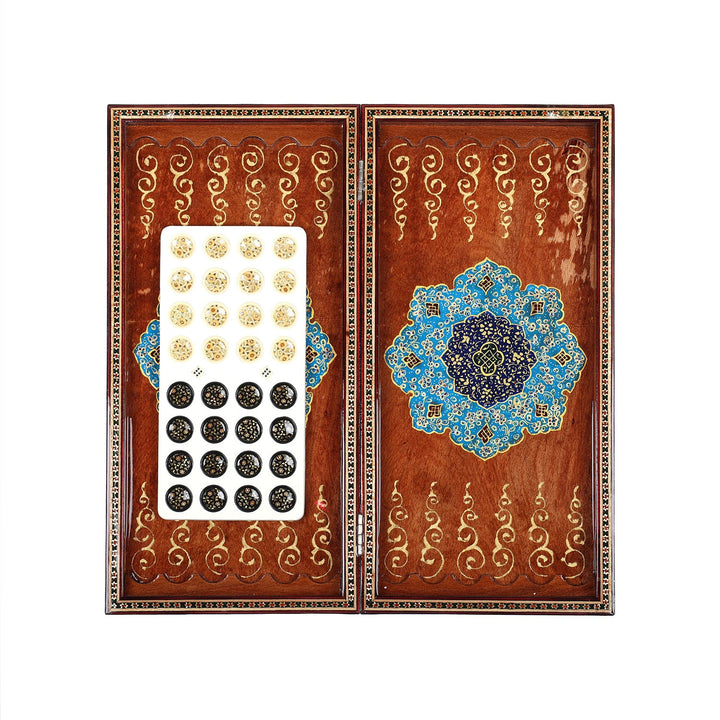 Handcrafted Hatem-Inlaid Wooden Backgammon Set - WAAH138