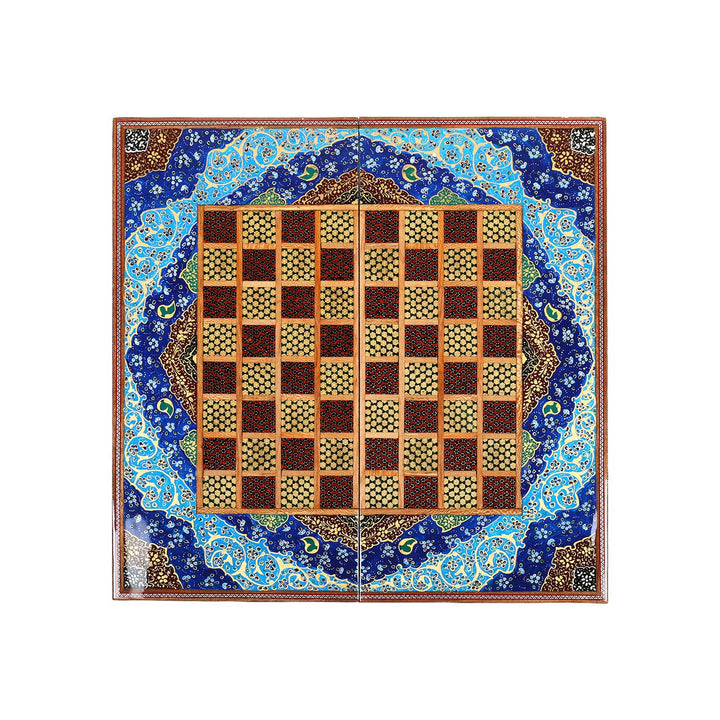 Handcrafted Hatem-Inlaid Wooden Backgammon Set - WAAH138