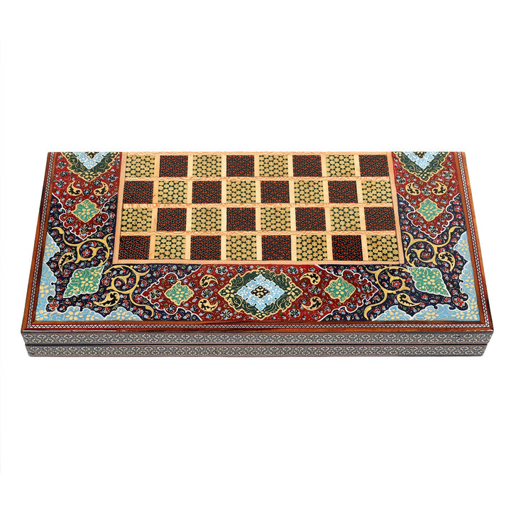 Handcrafted Hatem-Inlaid Wooden Backgammon Set - WAAH139