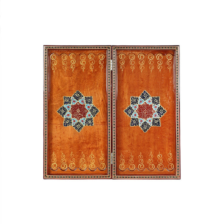 Handcrafted Hatem-Inlaid Wooden Backgammon Set - WAAH139