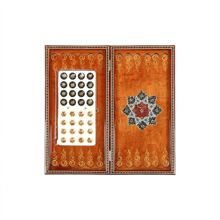 Handcrafted Hatem-Inlaid Wooden Backgammon Set - WAAH139