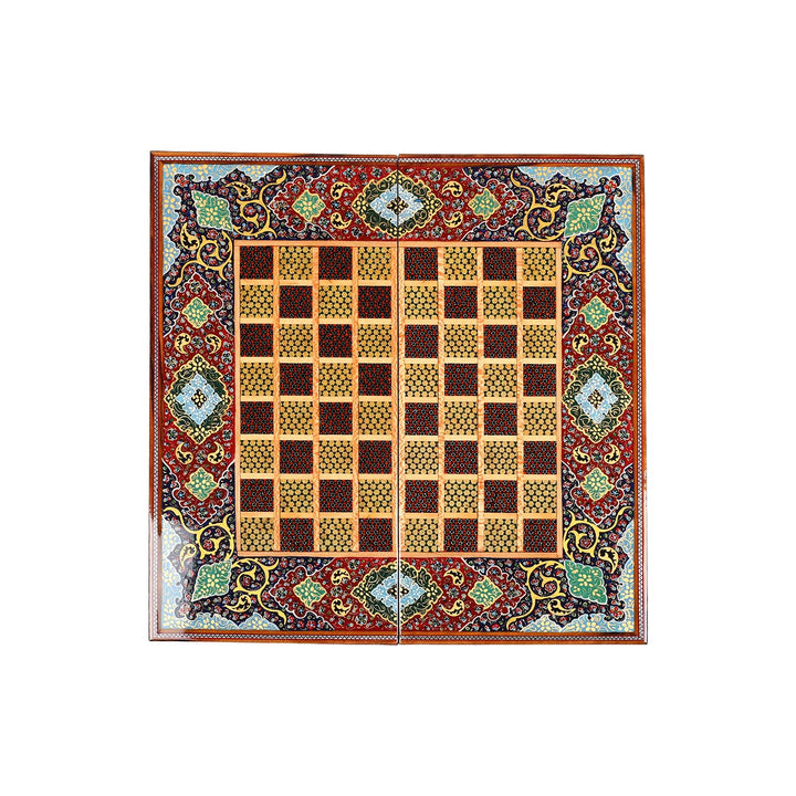 Handcrafted Hatem-Inlaid Wooden Backgammon Set - WAAH139
