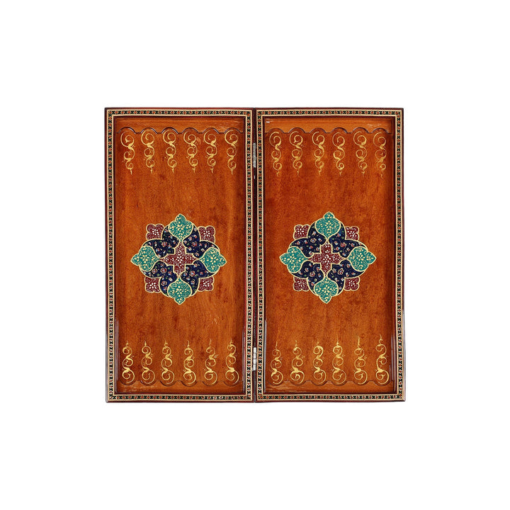 Handcrafted Hatem-Inlaid Wooden Backgammon Set - WAAH140