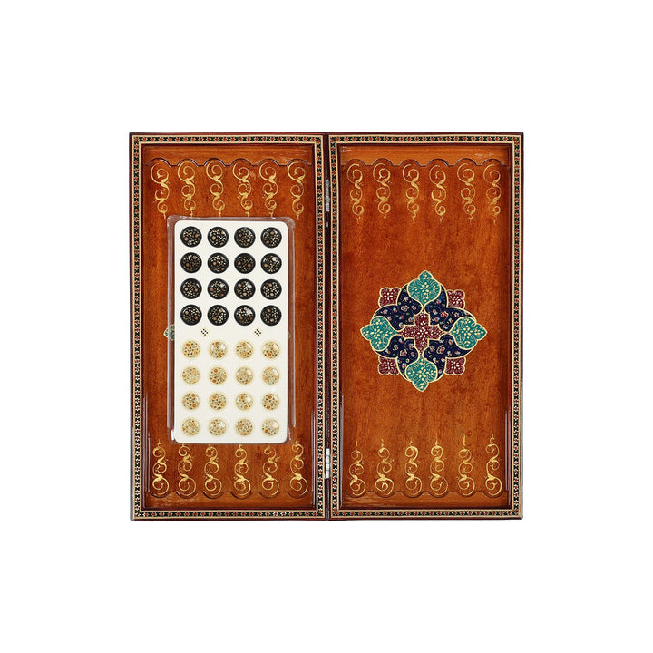 Handcrafted Hatem-Inlaid Wooden Backgammon Set - WAAH140