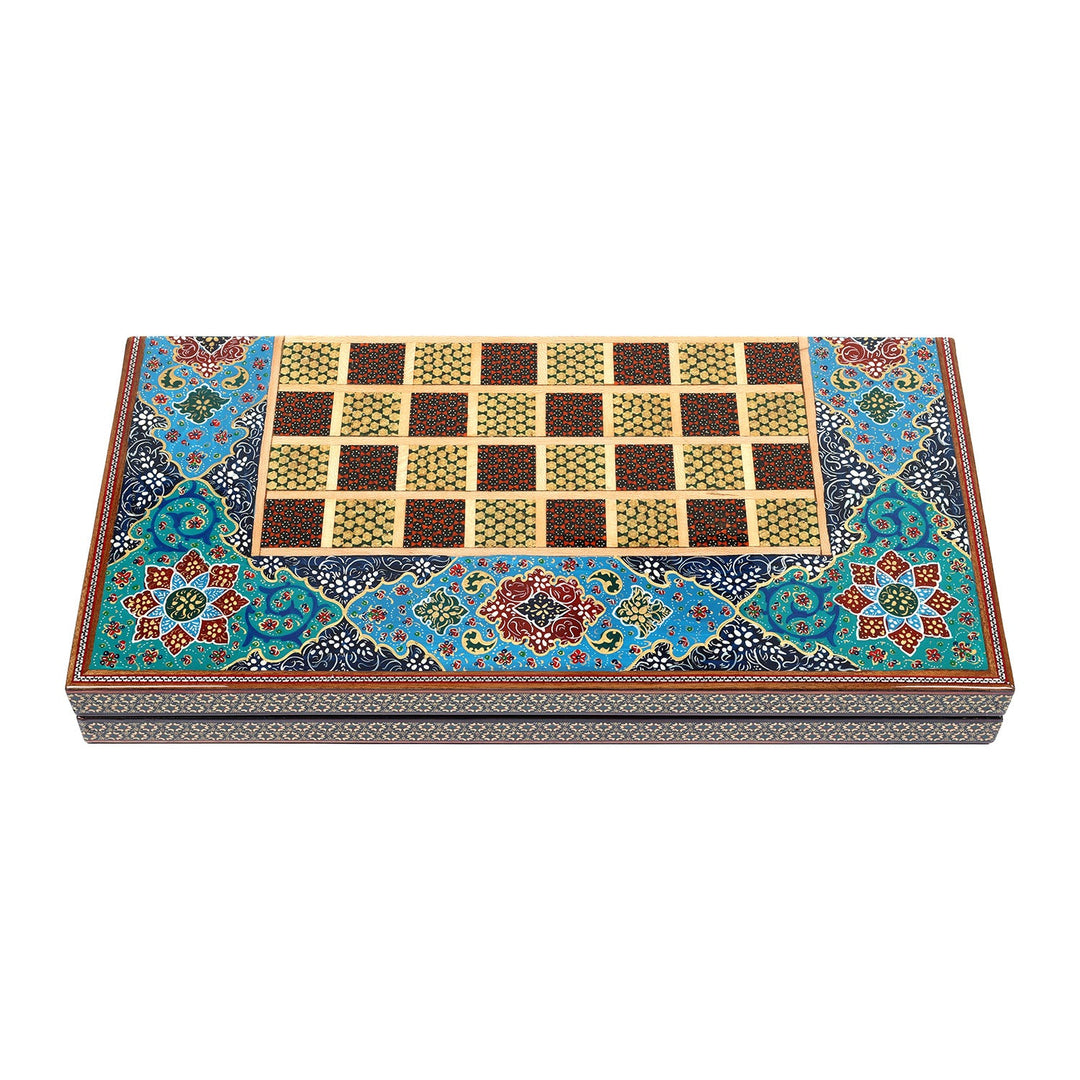 Handcrafted Hatem-Inlaid Wooden Backgammon Set - WAAH140