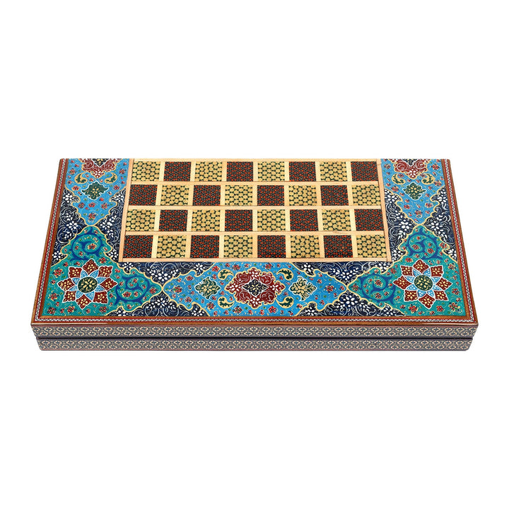 Handcrafted Hatem-Inlaid Wooden Backgammon Set - WAAH140