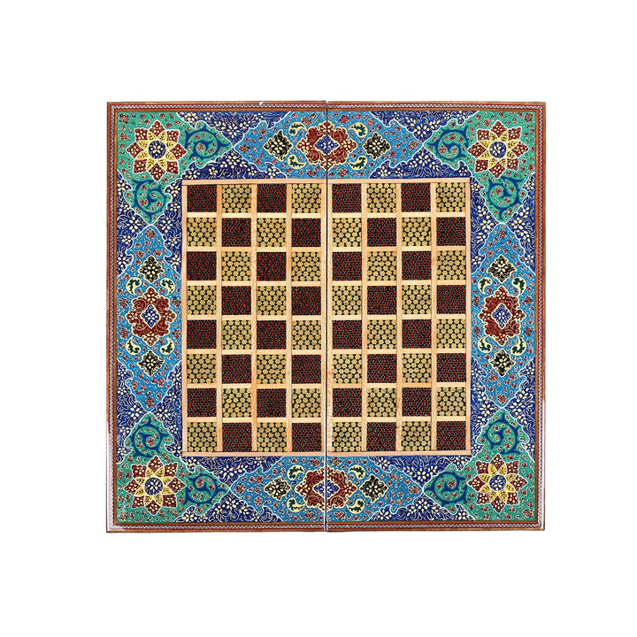 Handcrafted Hatem-Inlaid Wooden Backgammon Set - WAAH140