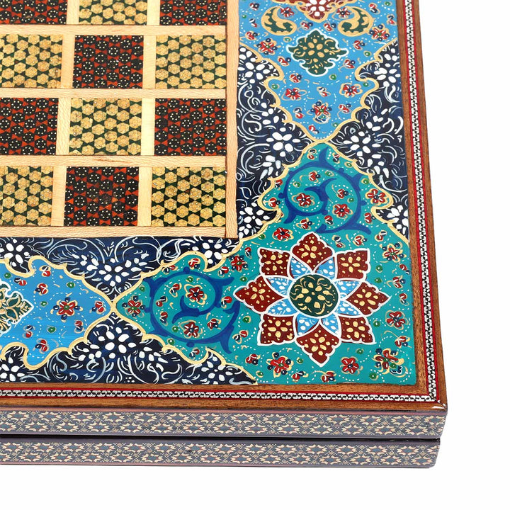 Handcrafted Hatem-Inlaid Wooden Backgammon Set - WAAH140