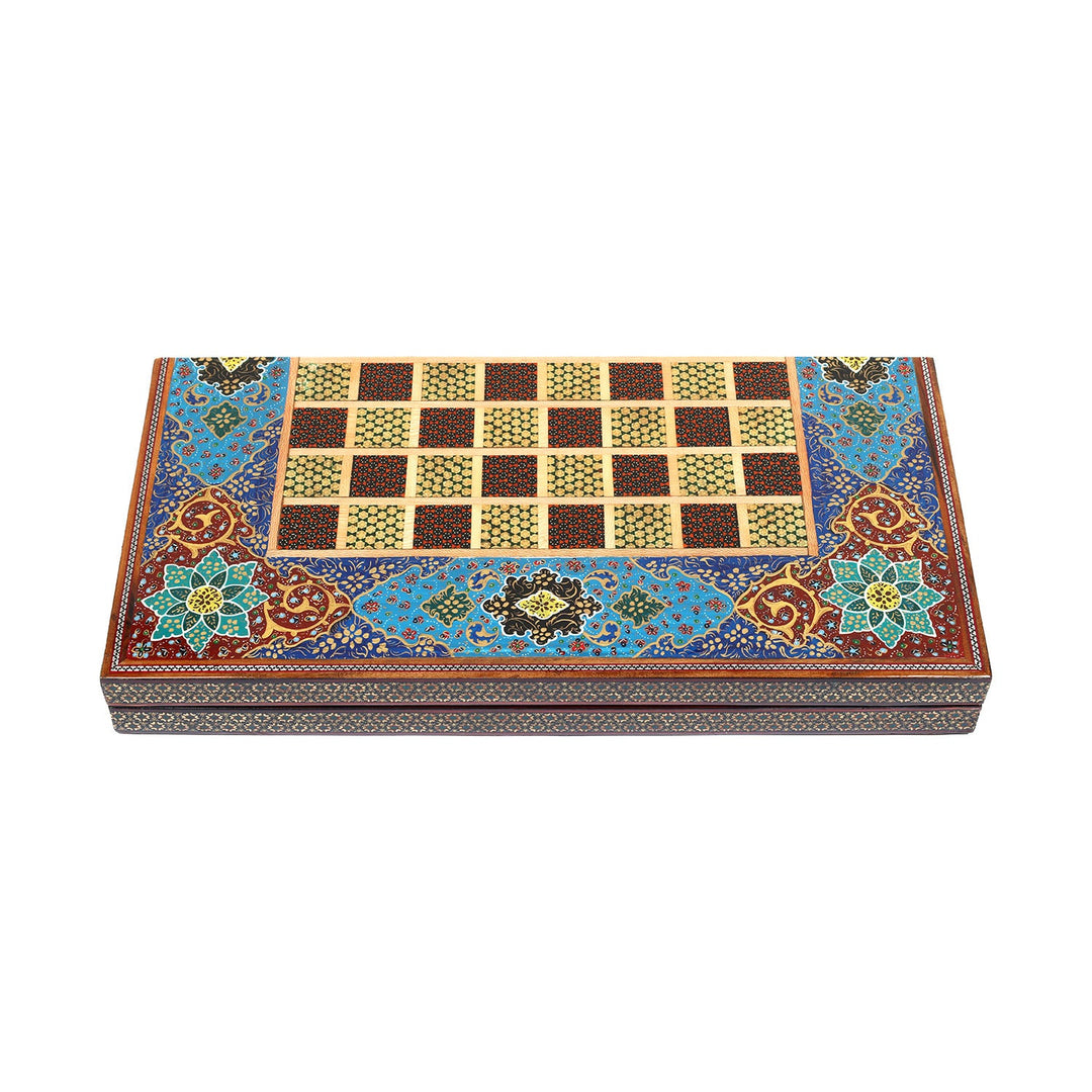Handcrafted Hatem-Inlaid Wooden Backgammon Set - WAAH141