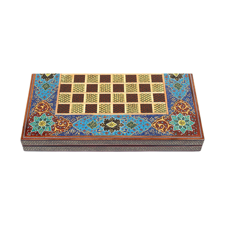 Handcrafted Hatem-Inlaid Wooden Backgammon Set - WAAH141