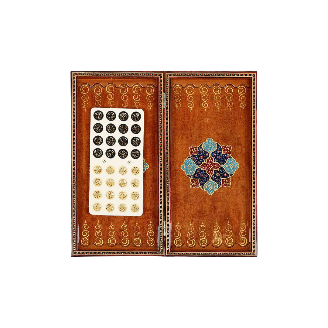 Handcrafted Hatem-Inlaid Wooden Backgammon Set - WAAH141