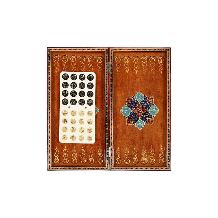 Handcrafted Hatem-Inlaid Wooden Backgammon Set - WAAH141
