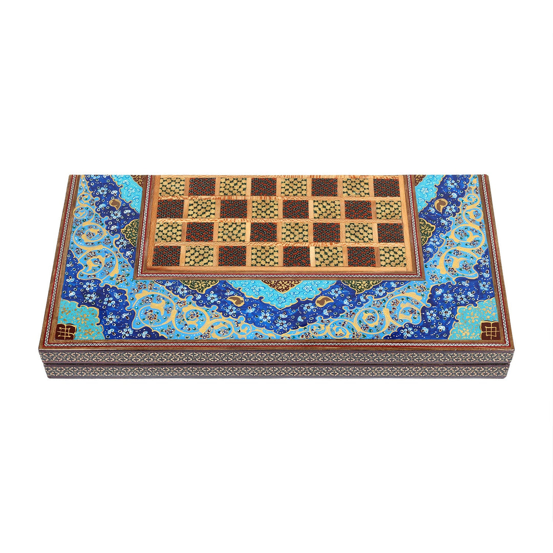 Handcrafted Hatem-Inlaid Wooden Backgammon Set - WAAH142
