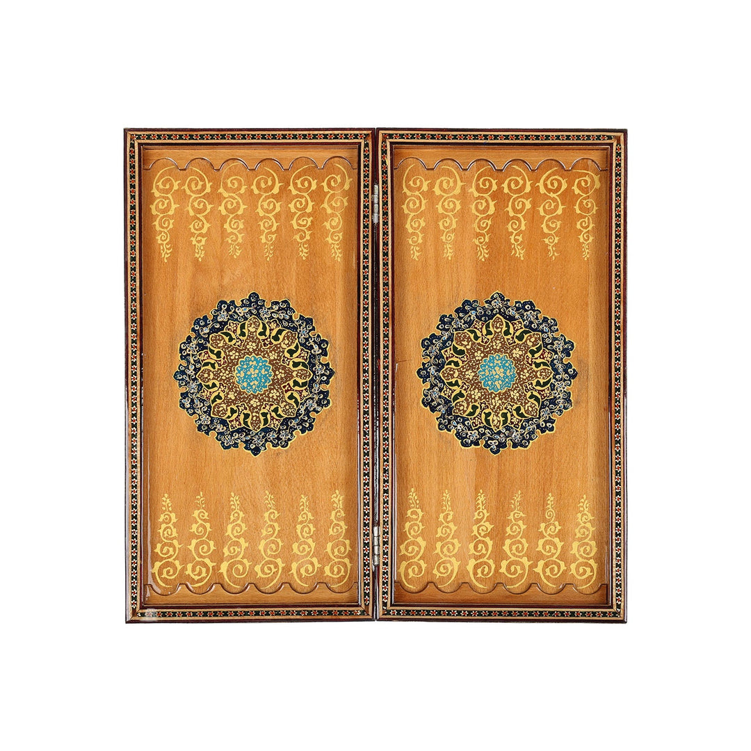 Handcrafted Hatem-Inlaid Wooden Backgammon Set - WAAH142
