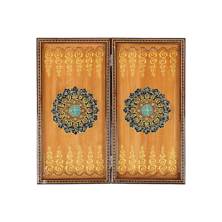 Handcrafted Hatem-Inlaid Wooden Backgammon Set - WAAH142