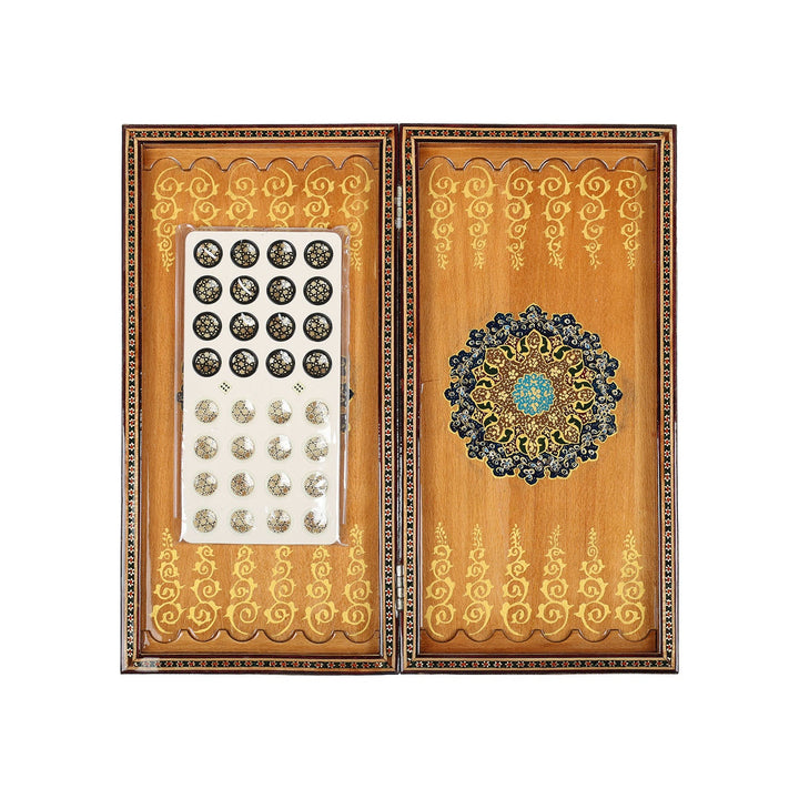 Handcrafted Hatem-Inlaid Wooden Backgammon Set - WAAH142