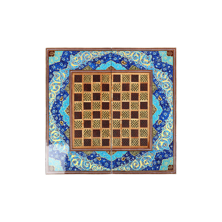 Handcrafted Hatem-Inlaid Wooden Backgammon Set - WAAH142