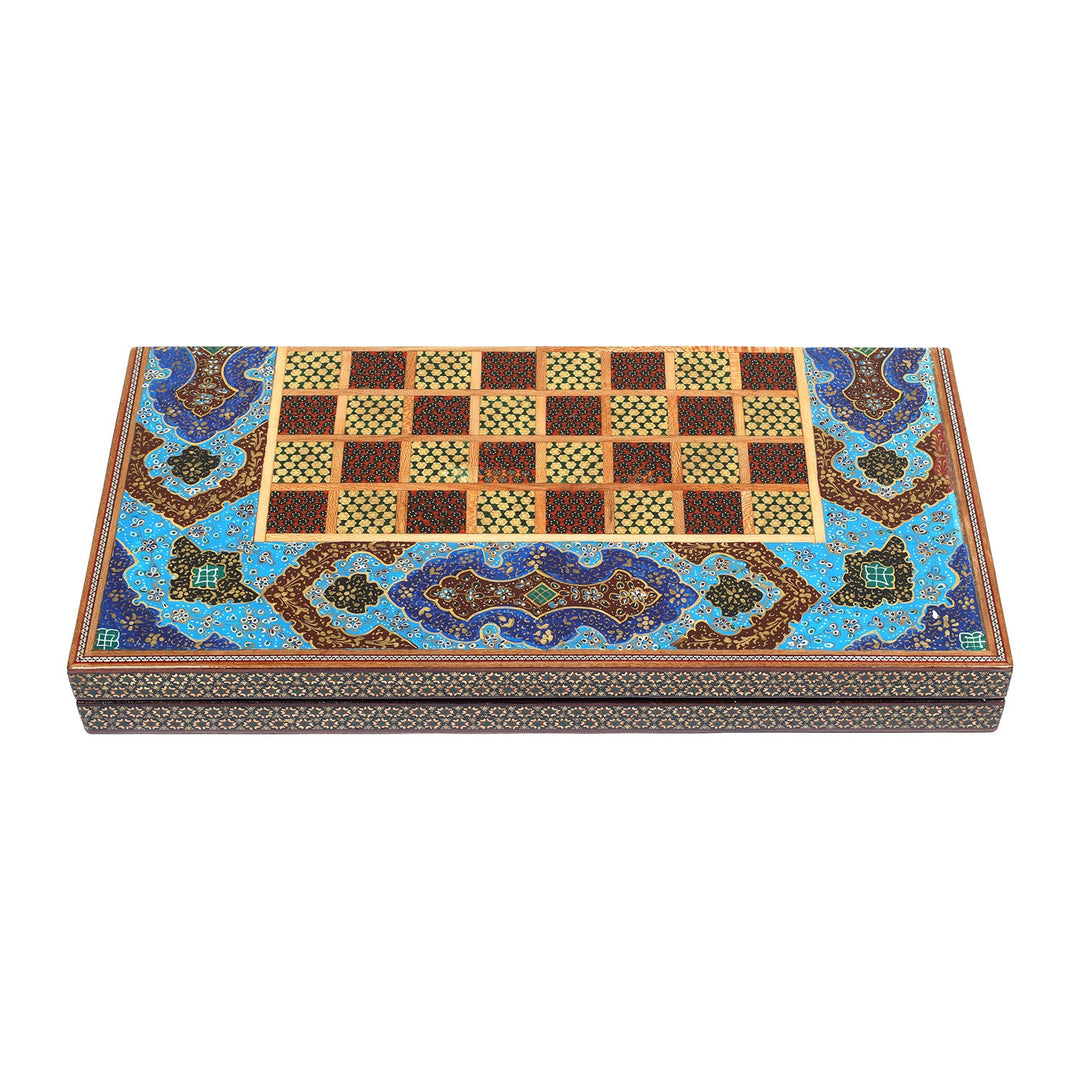 Handcrafted Hatem-Inlaid Wooden Backgammon Set - WAAH143