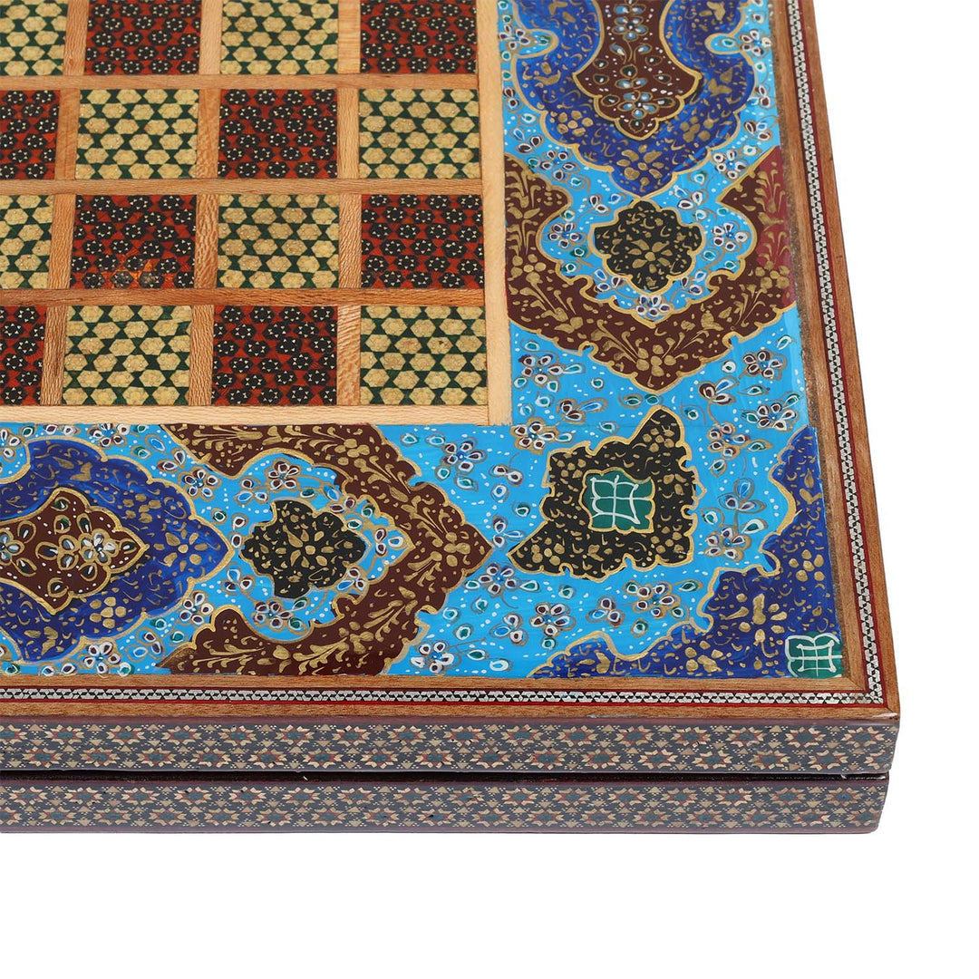Handcrafted Hatem-Inlaid Wooden Backgammon Set - WAAH143