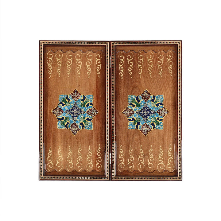 Handcrafted Hatem-Inlaid Wooden Backgammon Set - WAAH143
