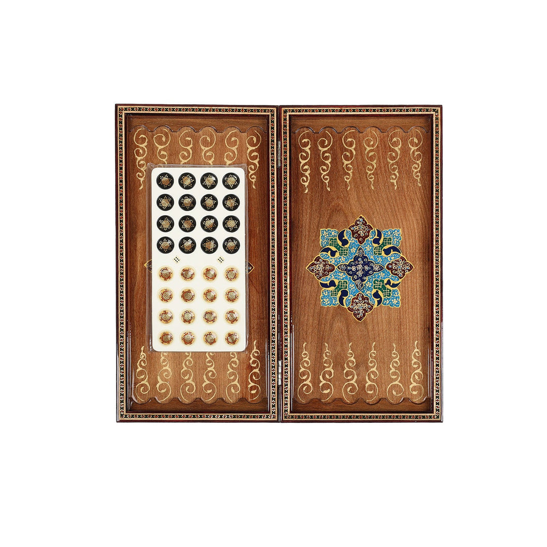 Handcrafted Hatem-Inlaid Wooden Backgammon Set - WAAH143