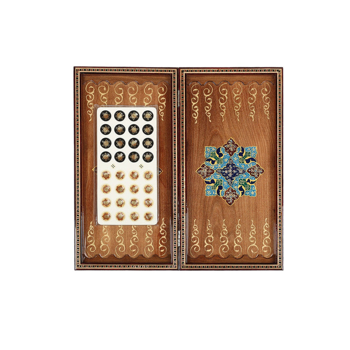 Handcrafted Hatem-Inlaid Wooden Backgammon Set - WAAH143