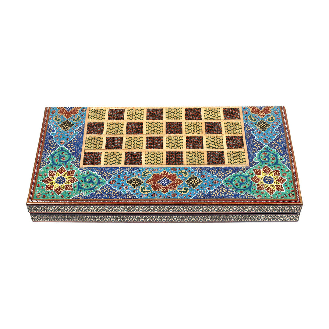 Handcrafted Hatem-Inlaid Wooden Backgammon Set - WAAH144