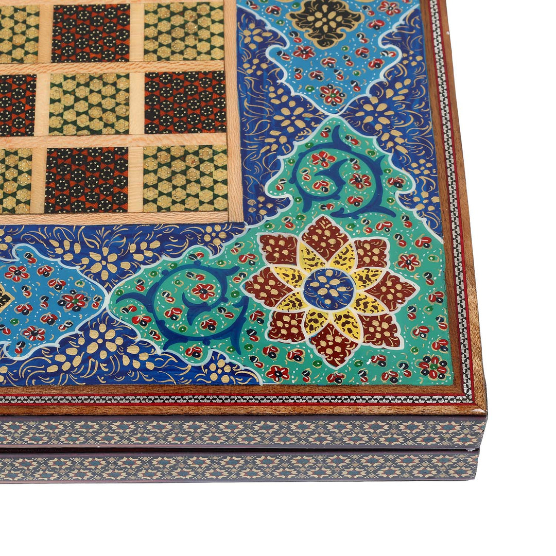 Handcrafted Hatem-Inlaid Wooden Backgammon Set - WAAH144