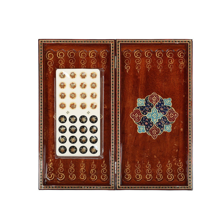 Handcrafted Hatem-Inlaid Wooden Backgammon Set - WAAH144